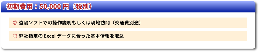 初期費用：50,000円（税別）